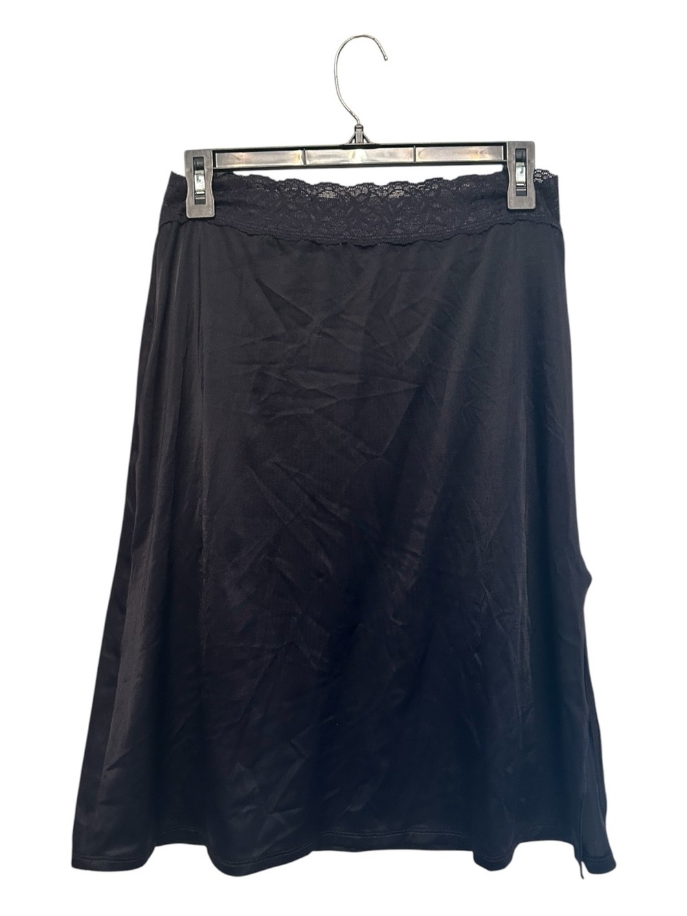 Vintage Y2K Vassarette Black Waist Lace-Trim Half Slip Size Medium